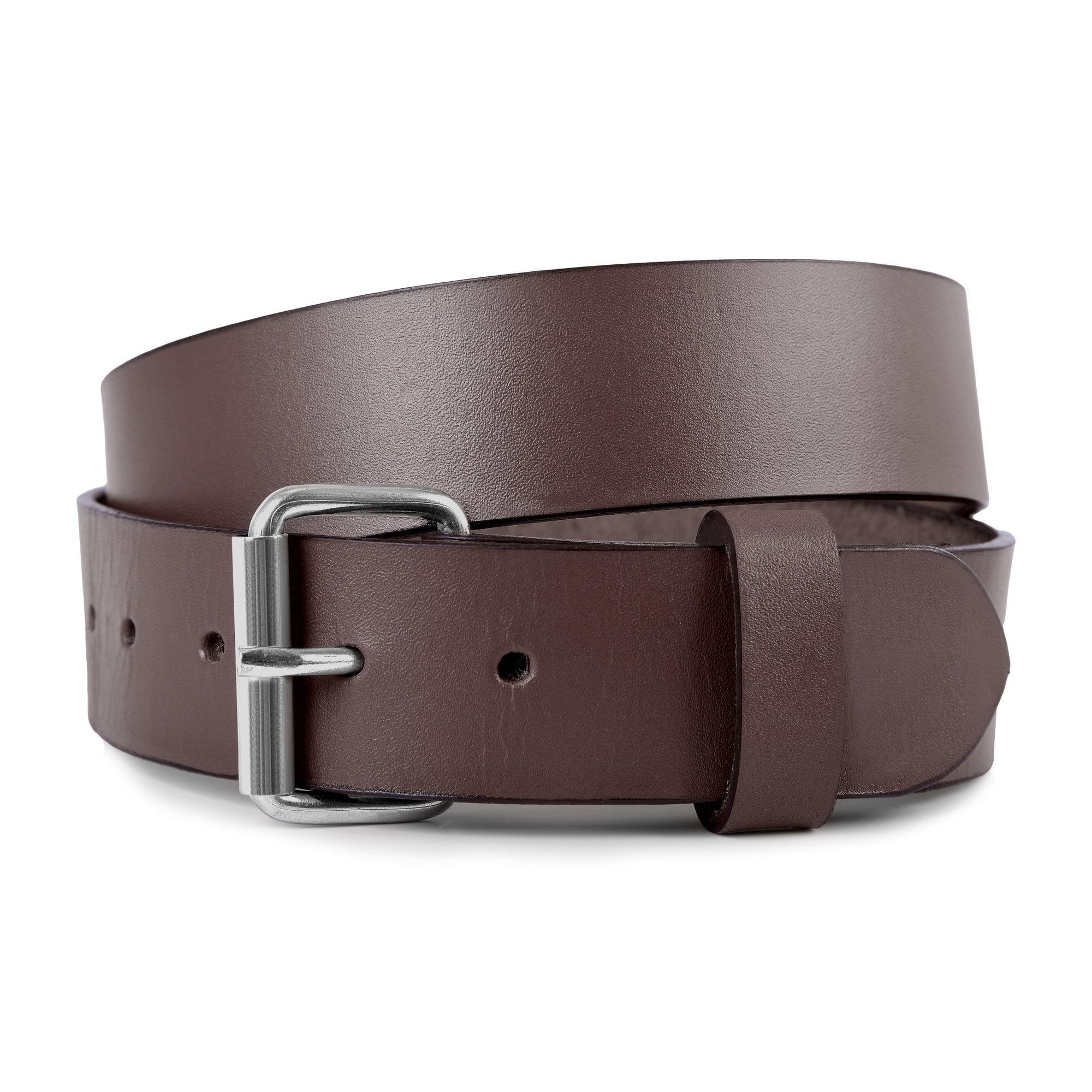 Mens Tan Leather Belt Matte Black Buckle - Casual Formal Belt - 1.5 Inch Wide Stitched Edge - Light Brown
