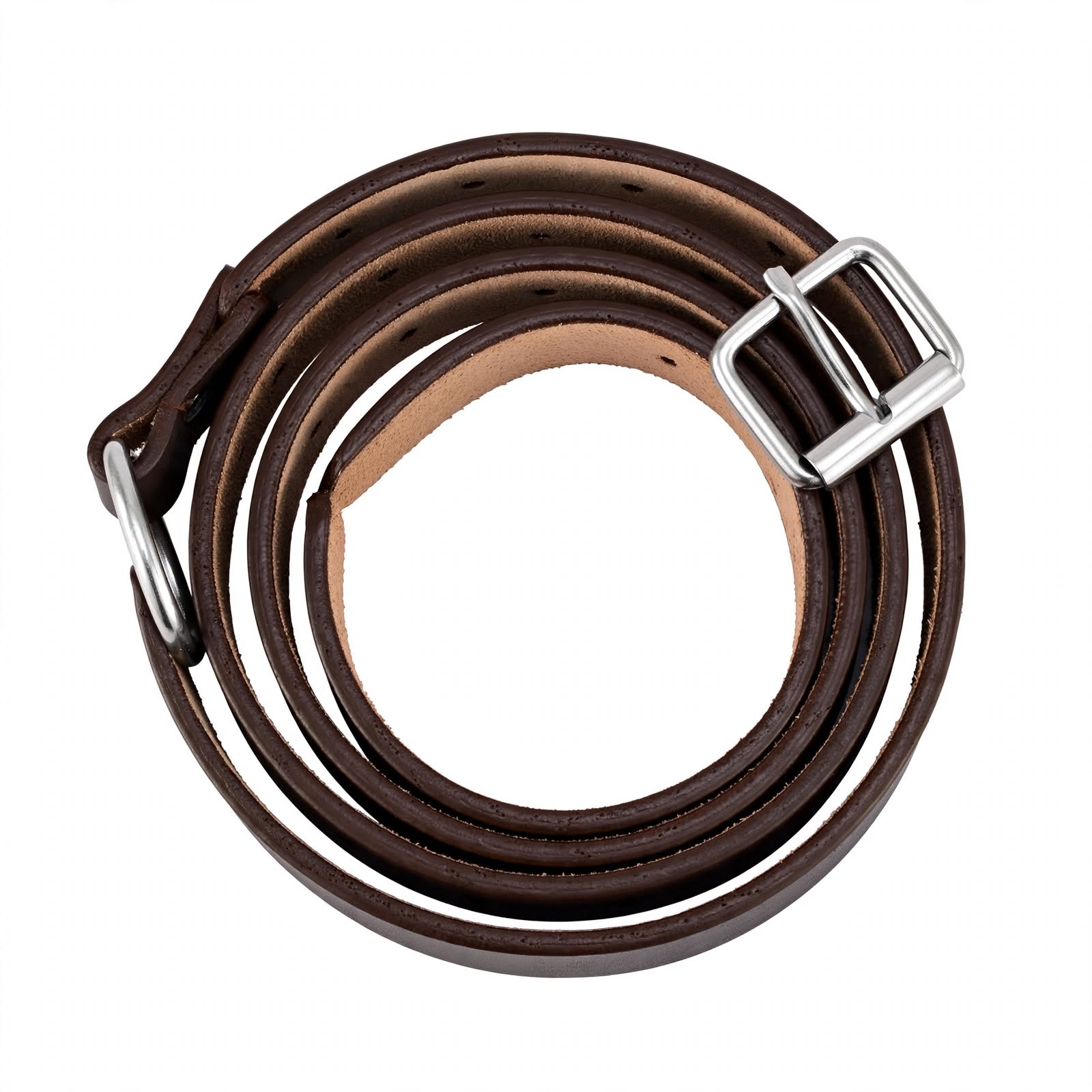 Dark Brown Leather Belt Pack of 4 - D-Ring Belt - Fashion Belt - Dog Collar Style Belt - 1.5 Inch Wide
