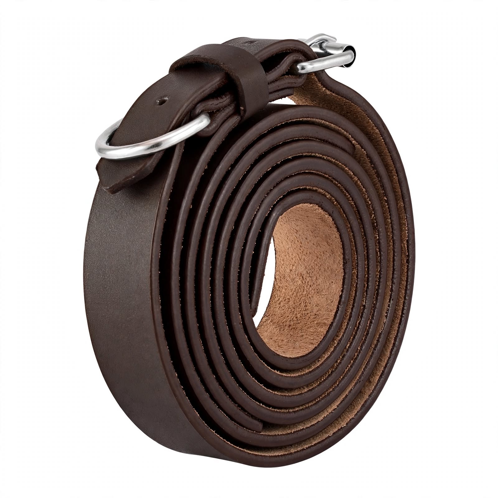 Dark Brown Leather Belt Pack of 4 - D-Ring Belt - Fashion Belt - Dog Collar Style Belt - 1.5 Inch Wide
