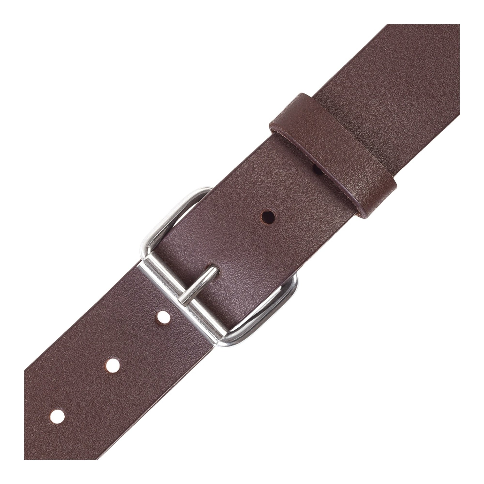 Men's Brown Leather Belt Single Prong - Chocolate Brown Casual Belt - 1.5 Inch Wide Jeans Belt with Silver Roller Buckle