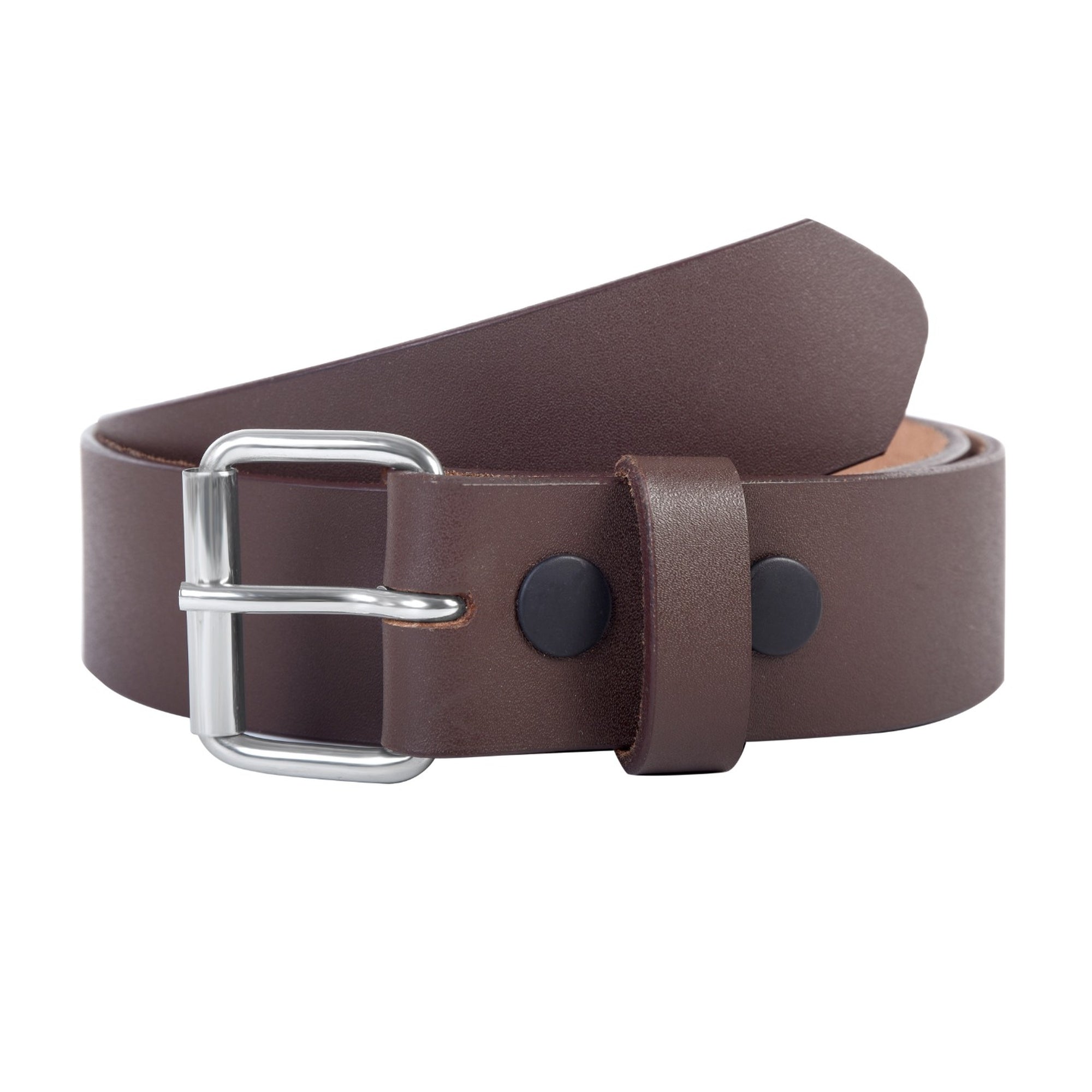 Men's Brown Leather Belt Single Prong - Chocolate Brown Casual Belt - 1.5 Inch Wide Jeans Belt with Silver Roller Buckle